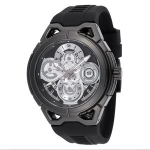Activa Black Skeleton Dial Chronograph Style Watch Silicone Strap